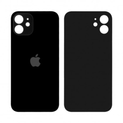 Задняя крышка корпуса iPhone 12 black, большой вырез под камеру, High Quiality
