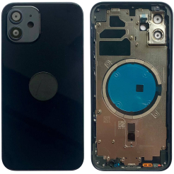 Корпус iPhone 12 Black в сборе с держателем SIM, кнопками, магнитами и сеткой, USA Original