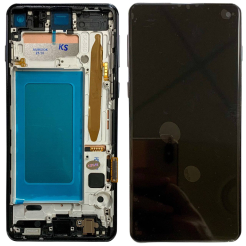 Дисплей Samsung G973 Galaxy S10 black, с рамкой, IPS (Краи дисплея не округлены)