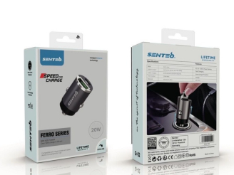 АЗП SENTEO Q-01 USB + USB-C PD | QC 20W 3A (CE Сертификат) gray