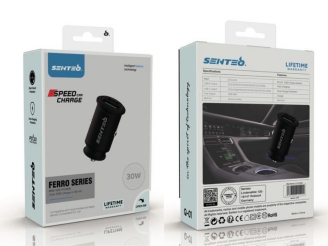 АЗП SENTEO Q-02 USB + USB-C PD | QC 30W 3A (CE Сертификат) black