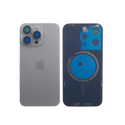 Задняя крышка корпуса iPhone 15 Pro Max Natural Titanium, обычный вырез в сборе со стеклом камеры, High Quiality