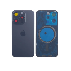 Задня кришка корпусу iPhone 15 Pro Blue Titanium, звичайний виріз в зборі зі склом камери, High Quiality (НЕ цільнолита)
