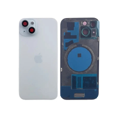 Задняя крышка корпуса iPhone 15 Blue, обычный вырез в сборе со стеклом камеры. High Quiality