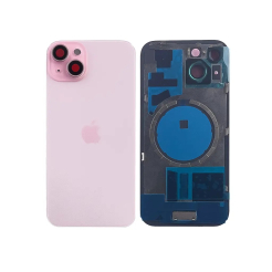 Задняя крышка корпуса iPhone 15 Pink, обычный вырез в сборе со стеклом камеры. High Quiality
