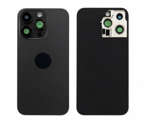 Задня кришка корпусу iPhone 14 Pro Max Black, звичайний виріз в зборі зі склом камери. High Quiality (НЕ цільнолита)
