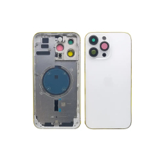 Корпус iPhone 14 Pro Max White в зборі з тримачем SIM, кнопками, магнітами та сіткою, USA High Quiality (кришка НЕ цільнолита)