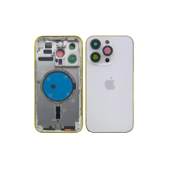 Корпус iPhone 14 Pro White в зборі з тримачем SIM, кнопками, магнітами та сіткою, USA High Quiality (кришка НЕ цільнолита)