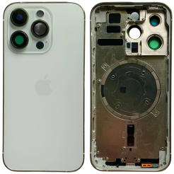 Корпус iPhone 14 Pro White в сборе с держателем SIM, кнопками, магнитами и сеткой, USA High Quiality (крышка НЕ цельнолитая)