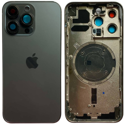 Корпус iPhone 13 Pro Black в сборе с держателем SIM, кнопками, магнитами и сеткой, USA (крышка НЕ цельнолитая)