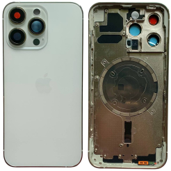 Корпус iPhone 13 Pro White в сборе с держателем SIM, кнопками, магнитами и сеткой, USA High Quiality (крышка НЕ цельнолитая)