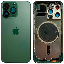 Корпус iPhone 13 Pro Green в сборе с держателем SIM, кнопками, магнитами и сеткой, USA High Quiality (крышка НЕ цельнолитая)