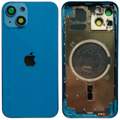 Корпус iPhone 13 Blue в зборі з тримачем SIM, кнопками, магнітами та сіткою, USA High Quiality (кришка НЕ цільнолита)