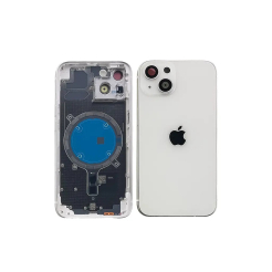 Корпус iPhone 13 White в сборе с держателем SIM, кнопками, магнитами и сеткой, USA High Quiality (крышка НЕ цельнолитая)