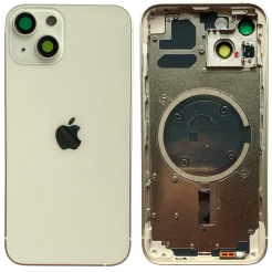 Корпус iPhone 13 White в зборі з тримачем SIM, кнопками, магнітами та сіткою, USA High Quiality (кришка НЕ цільнолита)