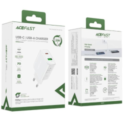 СЗУ 2Port Acefast A25 USB+USB-C PD 3.0 20W white