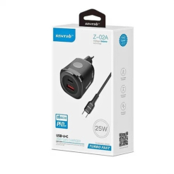 СЗУ 2Port SENTEO Z-02A USB+USB-C 3A PD | QC3.0 25W Type-C to Type-C (CE Сертификат) black