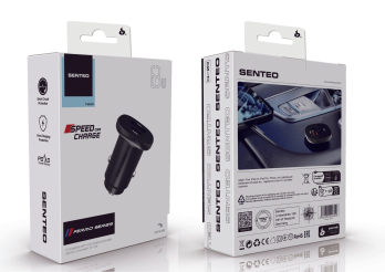 АЗП SENTEO Q-03 USB + USB-C PD | QC 63W 3A black (CE Сертификат) black
