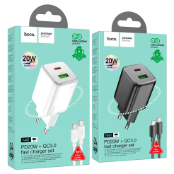МЗП 2Port Hoco N41 USB+USB-C PD 20W Type-C to Type-C black