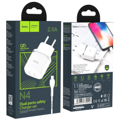 СЗУ 2Port Hoco N4 2USB 2.4A USB to Lightning white