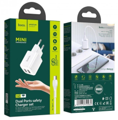 СЗУ 2Port Hoco N8 2USB 2.4A USB to Type-C white