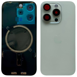 Задня кришка корпуса iPhone 15 Pro white, зі склом камери, MagSafe, 1:1 Original