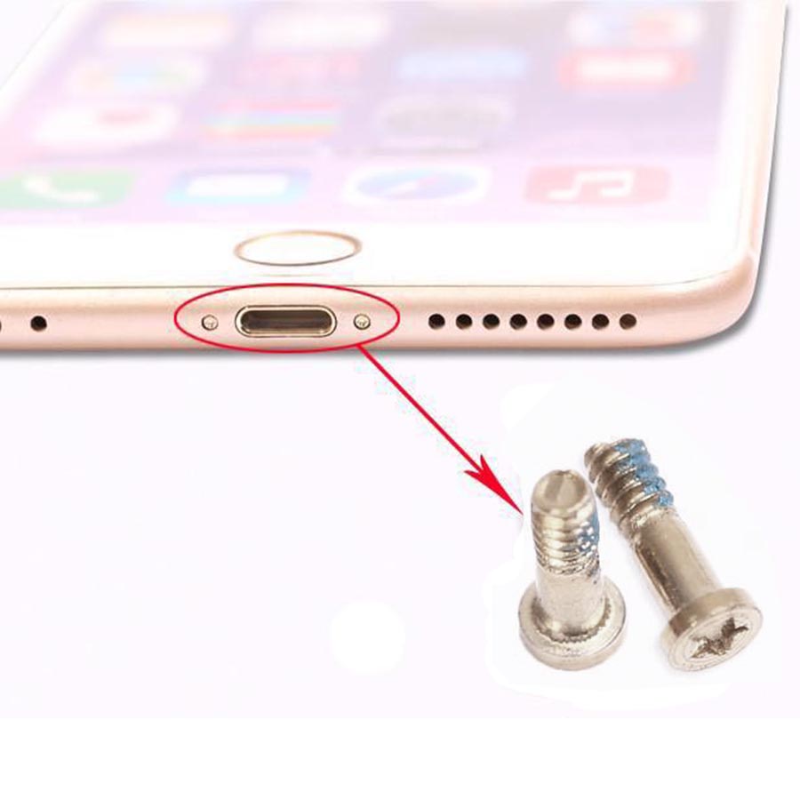 Нижний винт для телефона Iphone 5, 5S, SE white/silver