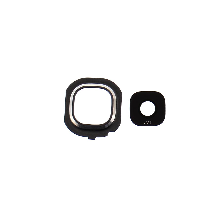Скло камери Samsung J710 Galaxy J7 2016, black із срібною рамкою