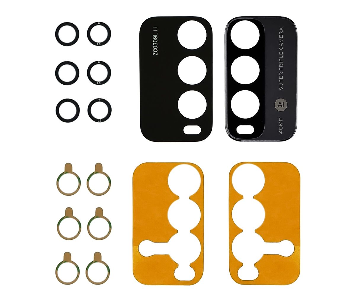 Скло камери Xiaomi Redmi 9T, black (комплект 3 шт) із чорною рамкою