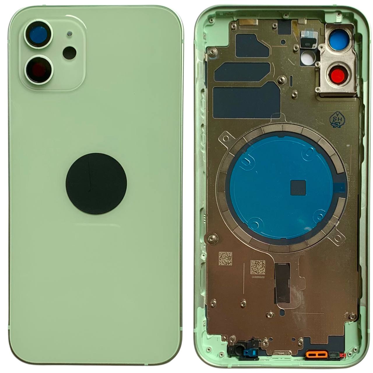 Корпус iPhone 12 Green в сборе с держателем SIM, кнопками, магнитами и сеткой, USA Original