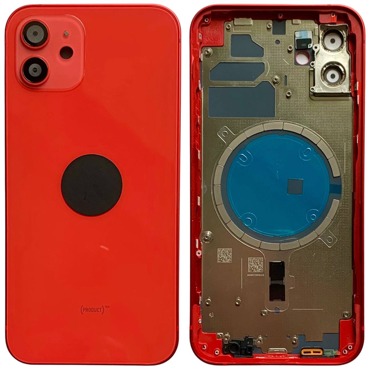 Корпус iPhone 12 Red в сборе с держателем SIM, кнопками, магнитами и сеткой, USA Original