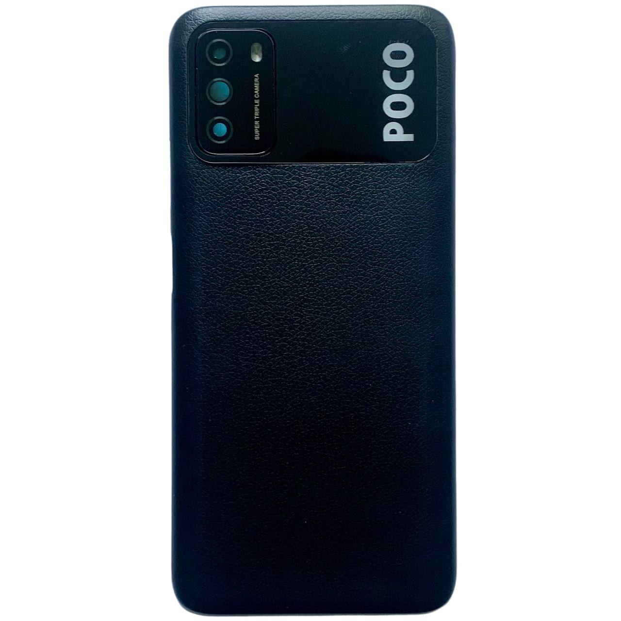 Задня кришка Xiaomi Poco M3 black (зі склом камери)