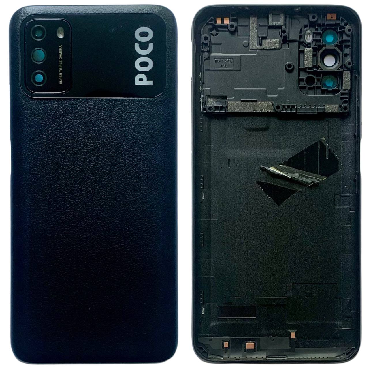 Задня кришка Xiaomi Poco M3 black (зі склом камери)