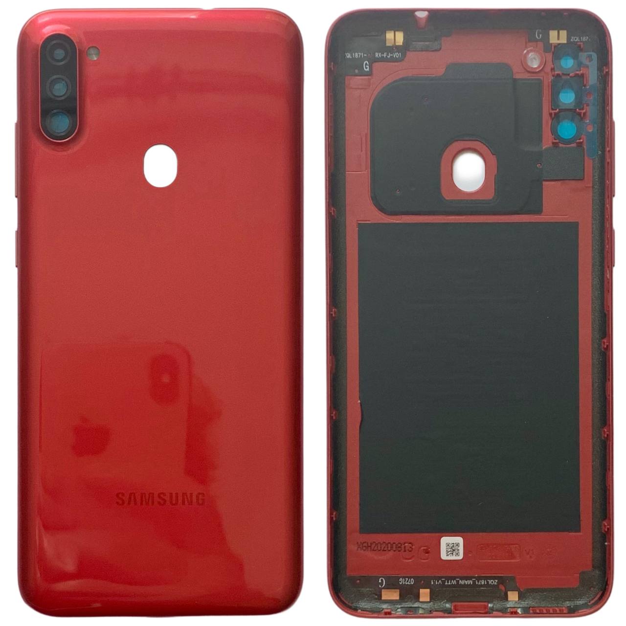 Задня кришка Samsung A115 | M115 Galaxy A11 | M11 2020 red (зі склом камери)