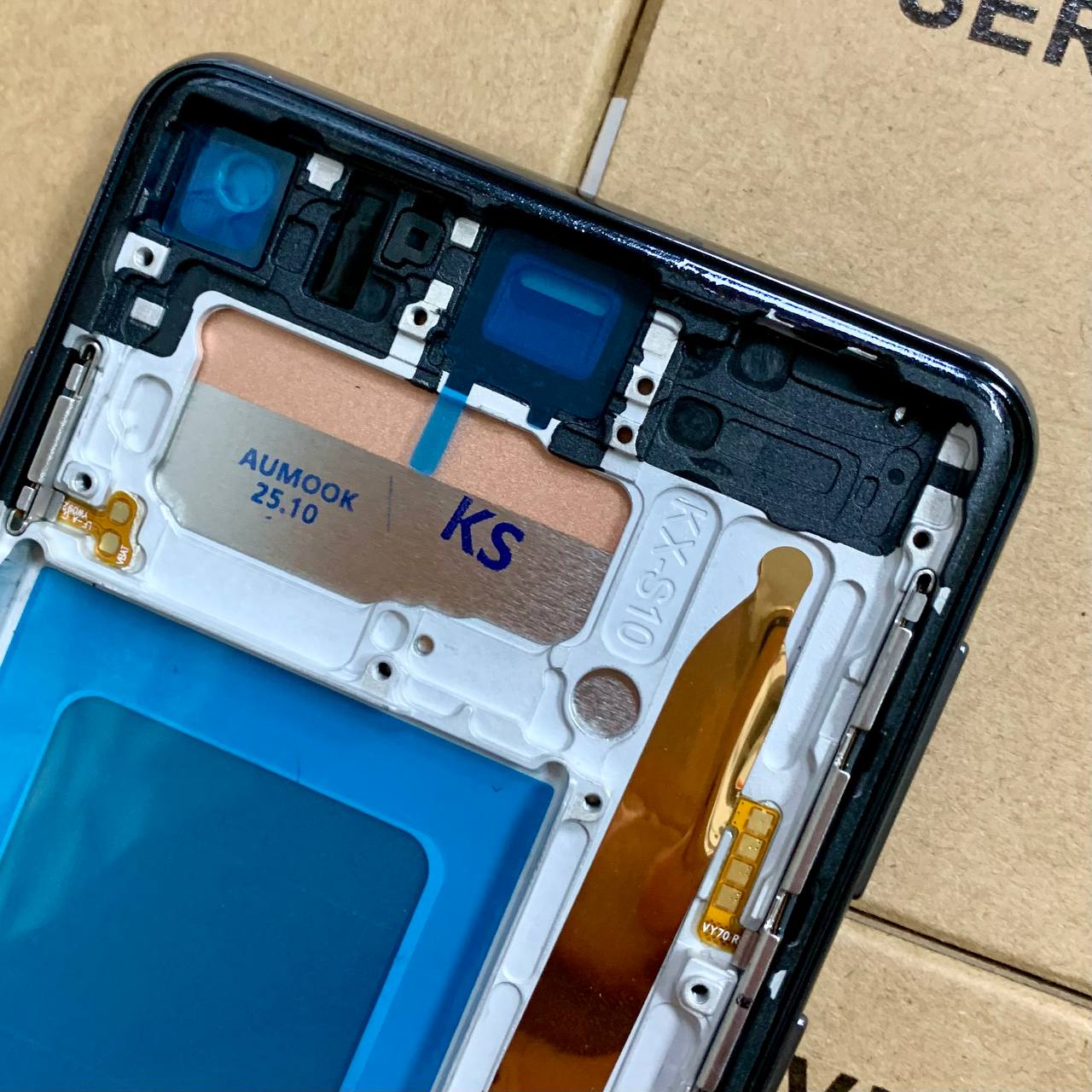 Дисплей Samsung G973 Galaxy S10 black, с рамкой, IPS (Краи дисплея не округлены)