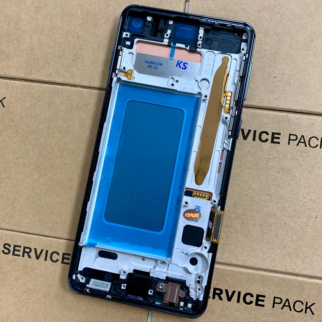 Дисплей Samsung G973 Galaxy S10 black, с рамкой, IPS (Краи дисплея не округлены)