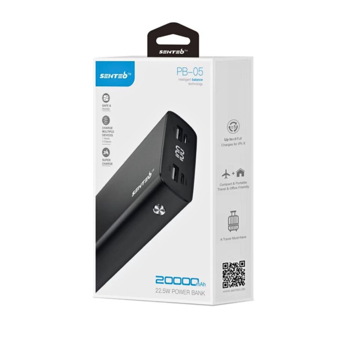 Power Bank SENTEO PB-05 20000mAh PD | QC 22.5W 2USB + 2USB-C