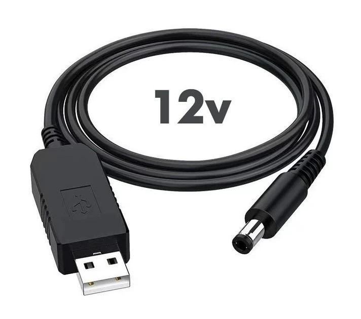 Кабель USB для роутера з перетворювачем напруги 5V-12V USB - DC 5.5x2.1 0.5A 1m black