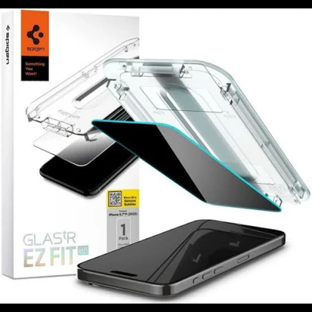 Защитное стекло Spigen Privacy Glastr EZ FIT with applicator for iPhone 16 black (в упаковке)
