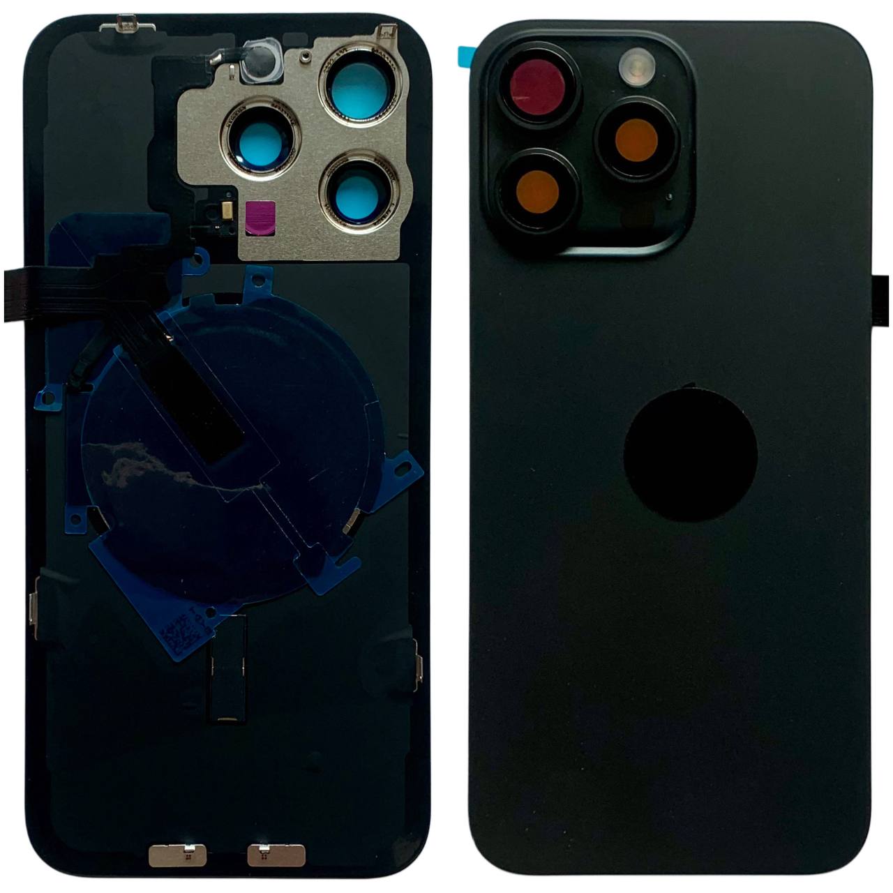 Задня кришка корпуса iPhone 15 Pro Max black, зі склом камери, MagSafe, NFC, 1:1 Original