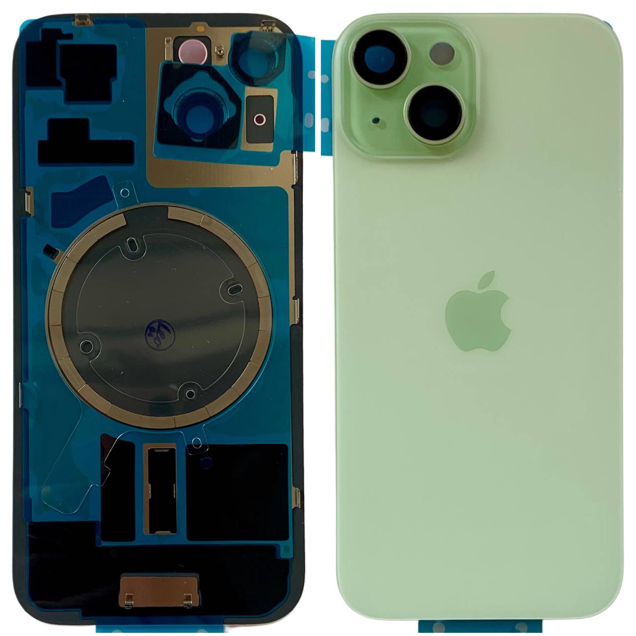 Задня кришка корпуса iPhone 15 green, зі склом камери, MagSafe, 1:1 Original