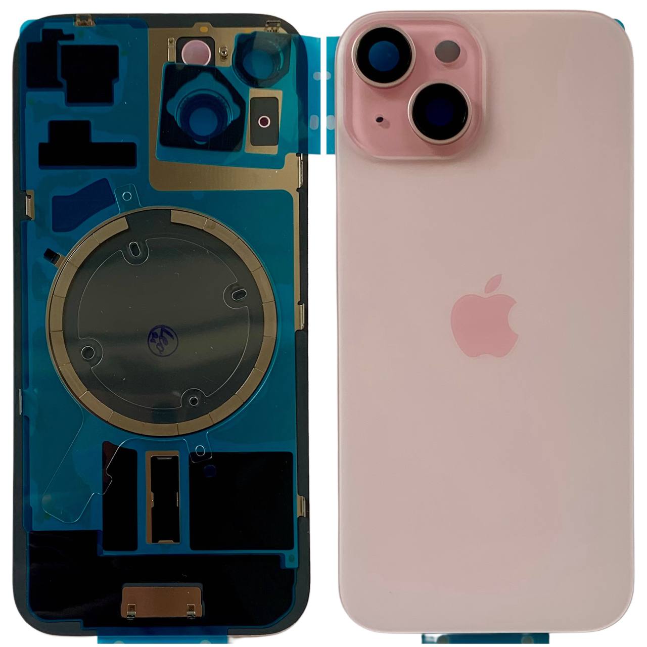 Задня кришка корпуса iPhone 15 pink, зі склом камери, MagSafe, 1:1 Original