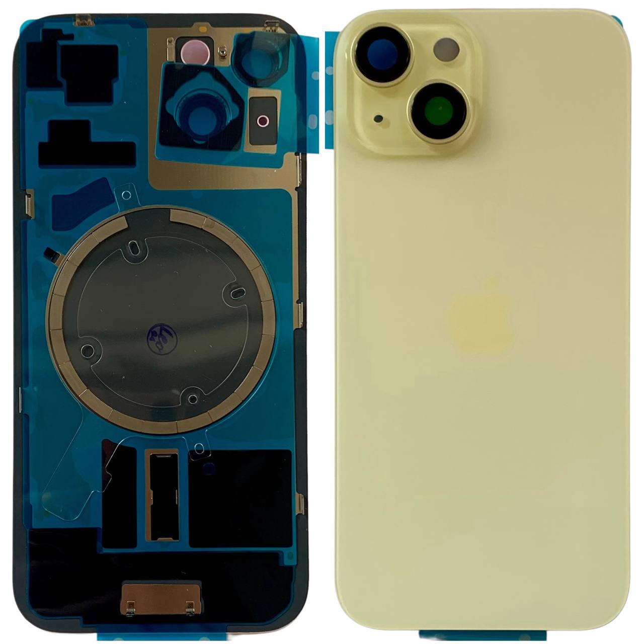 Задня кришка корпуса iPhone 15 yellow, зі склом камери, MagSafe, 1:1 Original