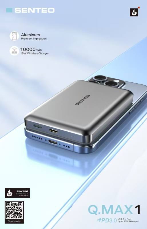 Power Bank SENTEO Q.MAX 1 10000mAh 15W MagSafe space gray