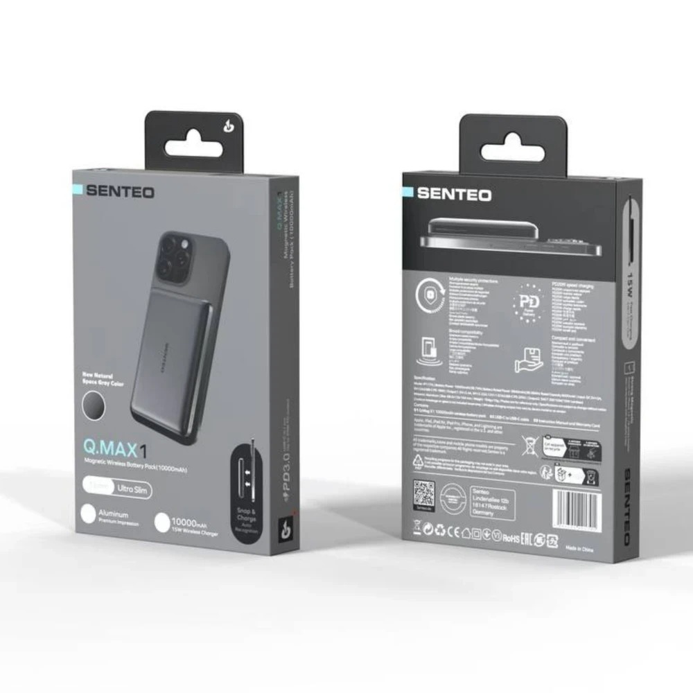 Power Bank SENTEO Q.MAX 1 10000mAh 15W MagSafe space gray