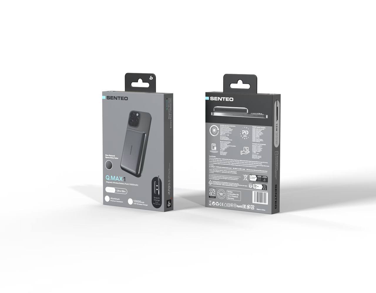 Power Bank SENTEO Q.MAX 1 10000mAh 15W MagSafe space gray