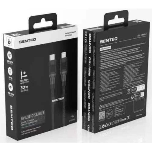 Кабель SENTEO SM-04 Eplosid series 30W Type-C to Lightning 1m black