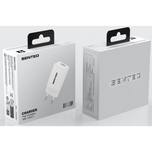 МЗП 1Port SENTEO S-01 USB QC3.0 18W (CE Сертификат) white