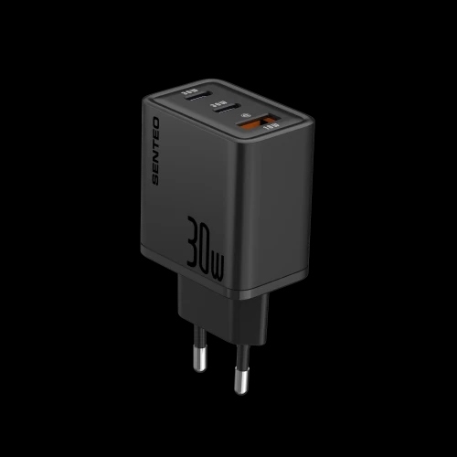 МЗП 3Port SENTEO Z-17 USB+2USB-C 3A GaN PD 30W (CE Сертификат) black