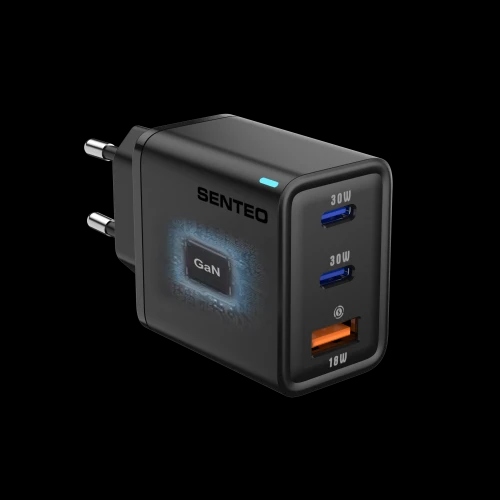 МЗП 3Port SENTEO Z-17 USB+2USB-C 3A GaN PD 30W (CE Сертификат) black